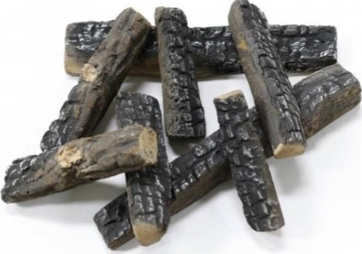 8- delige set keramisch hout. Geschikt voor Alle warmtebronnen. O.a. bio ethanolhaard of gashaard. | een mooie decoratie