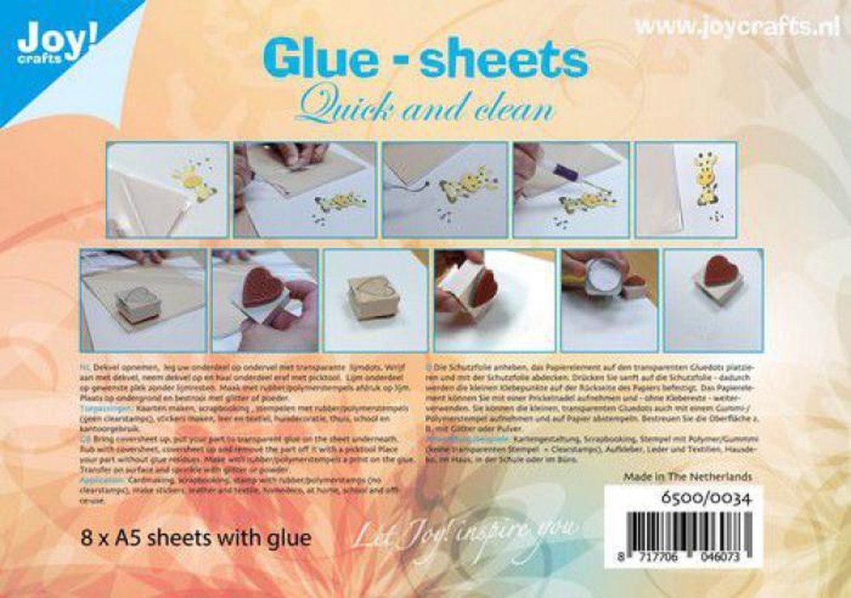 Joy!Crafts Glue sheets A5 / 8 x Lijmvellen 6500/0034