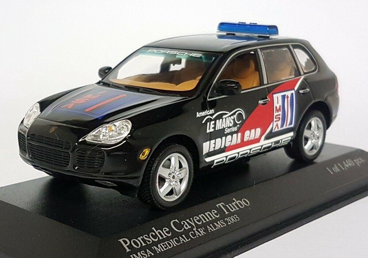 Porsche Cayenne Turbo IMSA Medical Car ALMS 2003 - 1 of 1440pcs. (Zwart) (10cm) 1/43 MiniChamps - Modelauto - Schaalmodel - Model auto - Miniatuurautos - Miniatuur auto