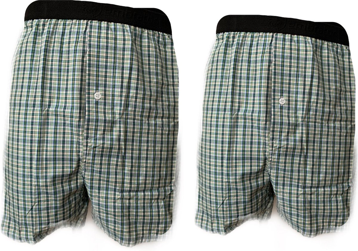 Embrator 2-stuks mannen Boxershort geruit lime 4XL