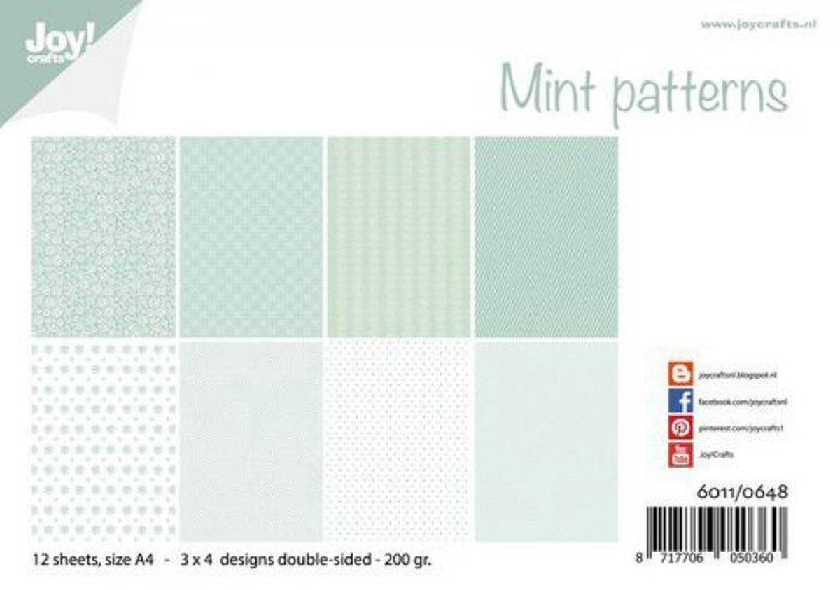 Joy! Crafts Papierset - Design - Mint patronen 12vl 6011/0648 A4 200 gr