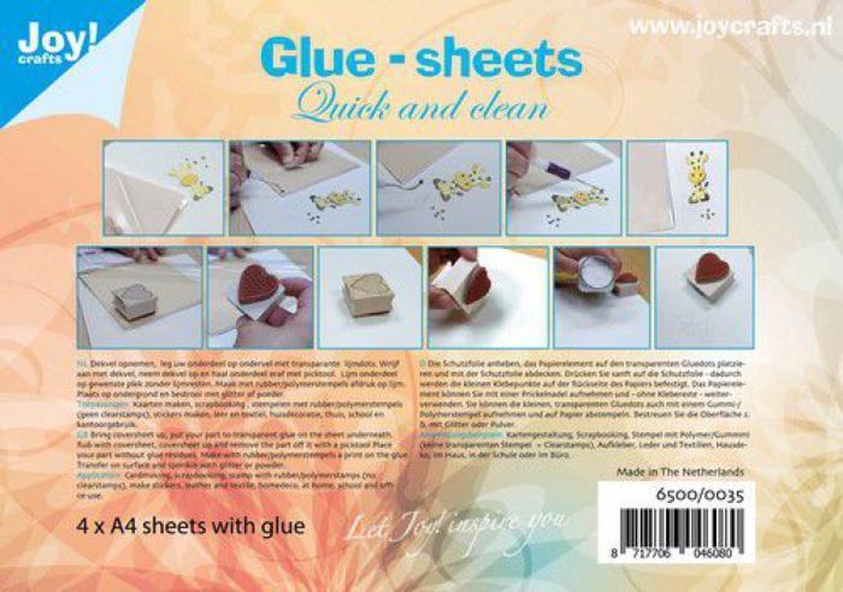 Joycrafts Glue sheets A4 - 4 Lijmvellen 6500/0035