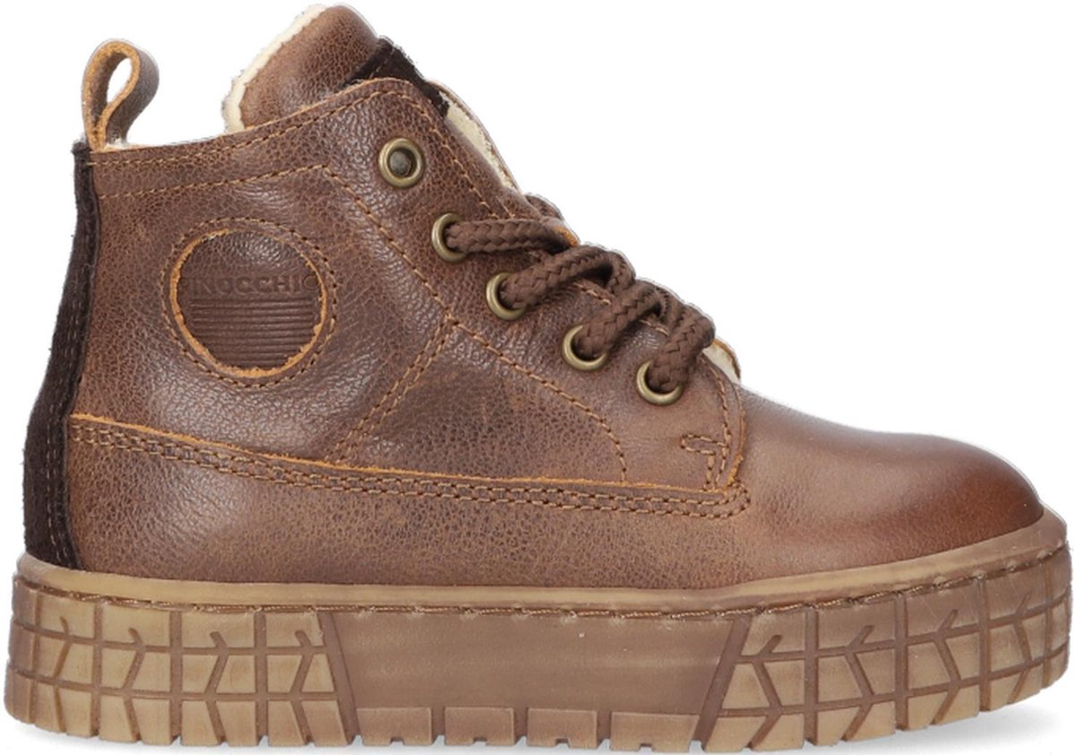 Pinocchio P2461 Hoge sneakers - Leren Sneaker - Jongens - Bruin - Maat 29