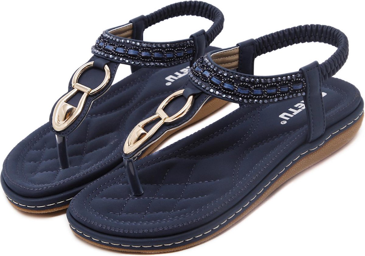 Sandalen - Dames - Somme Bohemian - Met Zacht Voetbed - Blauw  - Maat 37