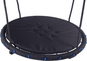 Nestschommel Blauw Ø100 cm met zwart Kussen en PP touwen