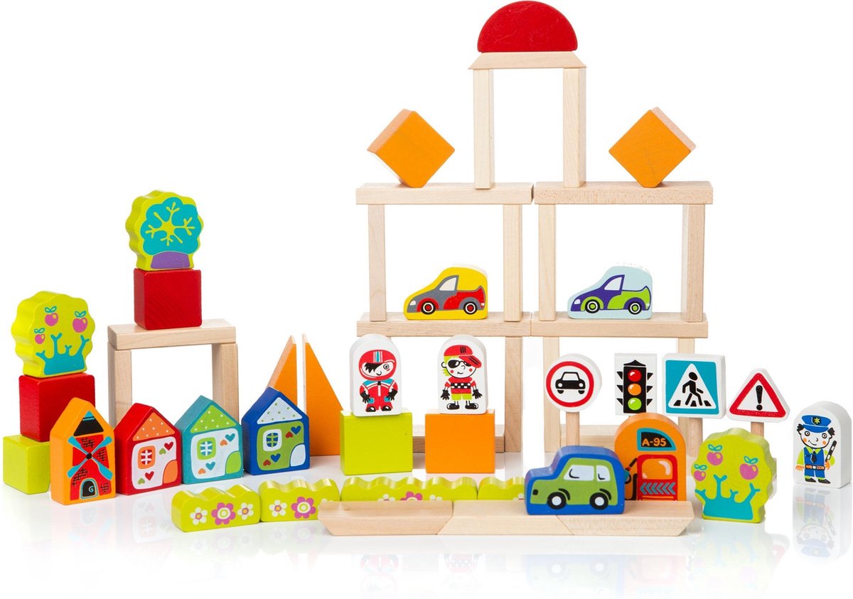 Cubika houten blokkenset verkeer