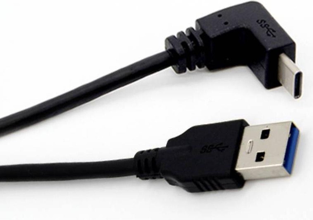 Coretek USB-C haaks (boven/beneden) naar USB-A kabel - USB3.0 - tot 0