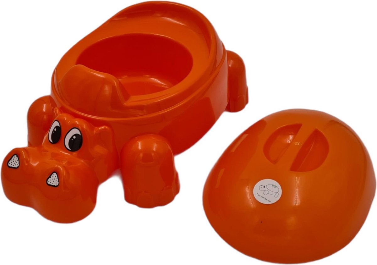 Plaspotje met deksel - Babypotje - Toilettrainers - Nijlpaard - Oranje- 37.8 x 22.3 x 17cm