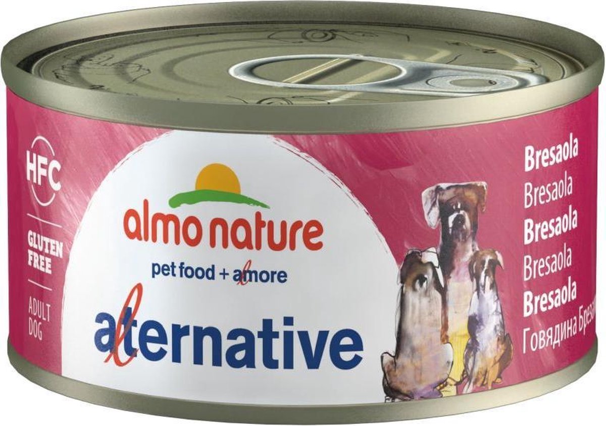 Almo hondenvoer voor volwassene hond met bresaola glutenvrij 70gram 1x24 stuks