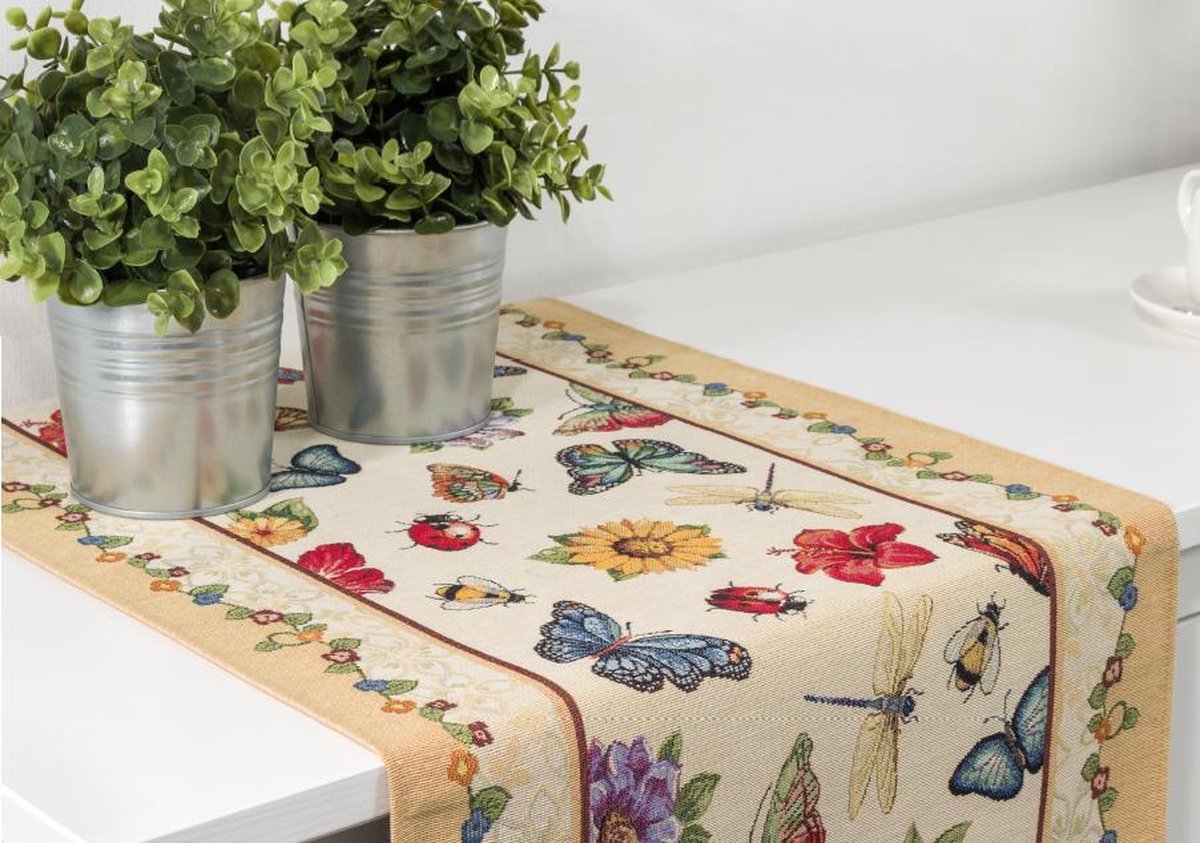 Placemat - luxe gobelinstof - Butterfly - Vlinder - Zonnebloem