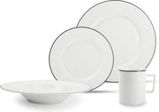 Salt&Pepper Contour Servies Set - 16 Delig - 	Porselein - Wit/Zwart