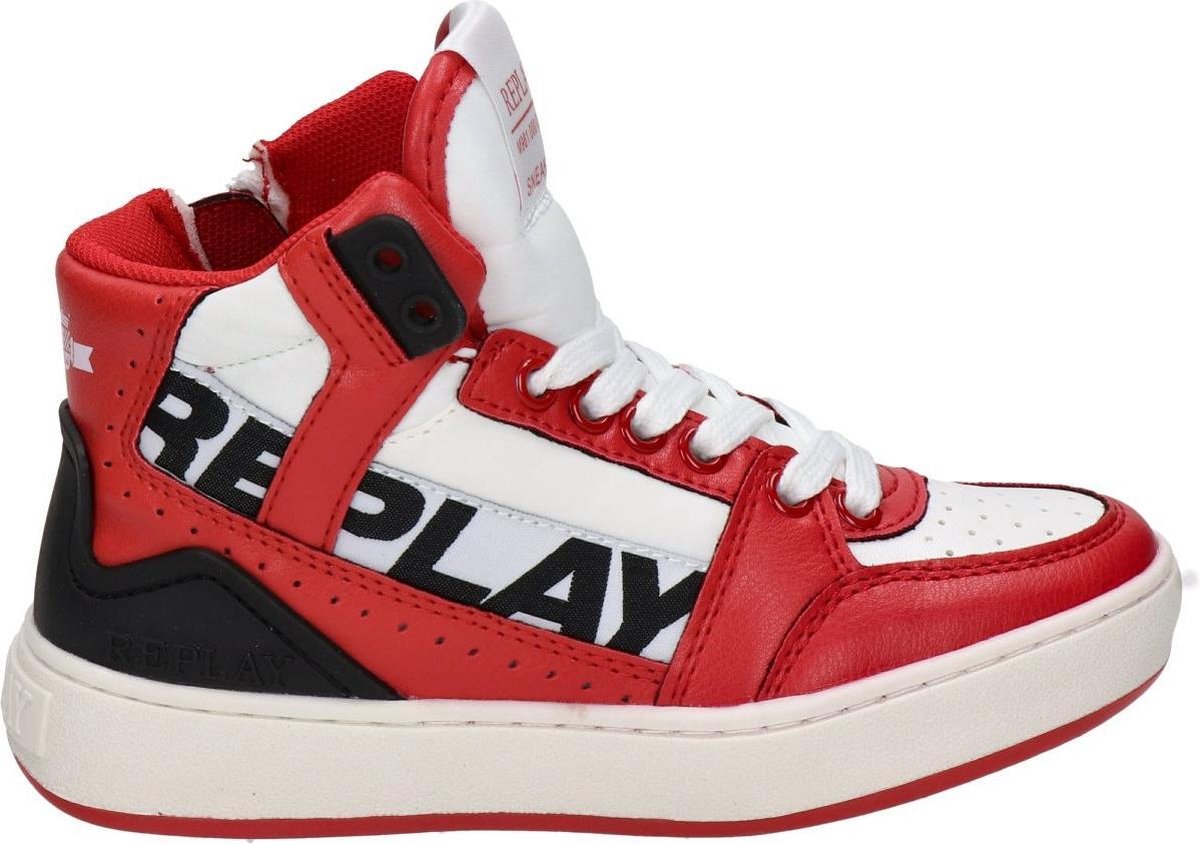 Replay Campos jongens sneaker - Wit rood - Maat 30