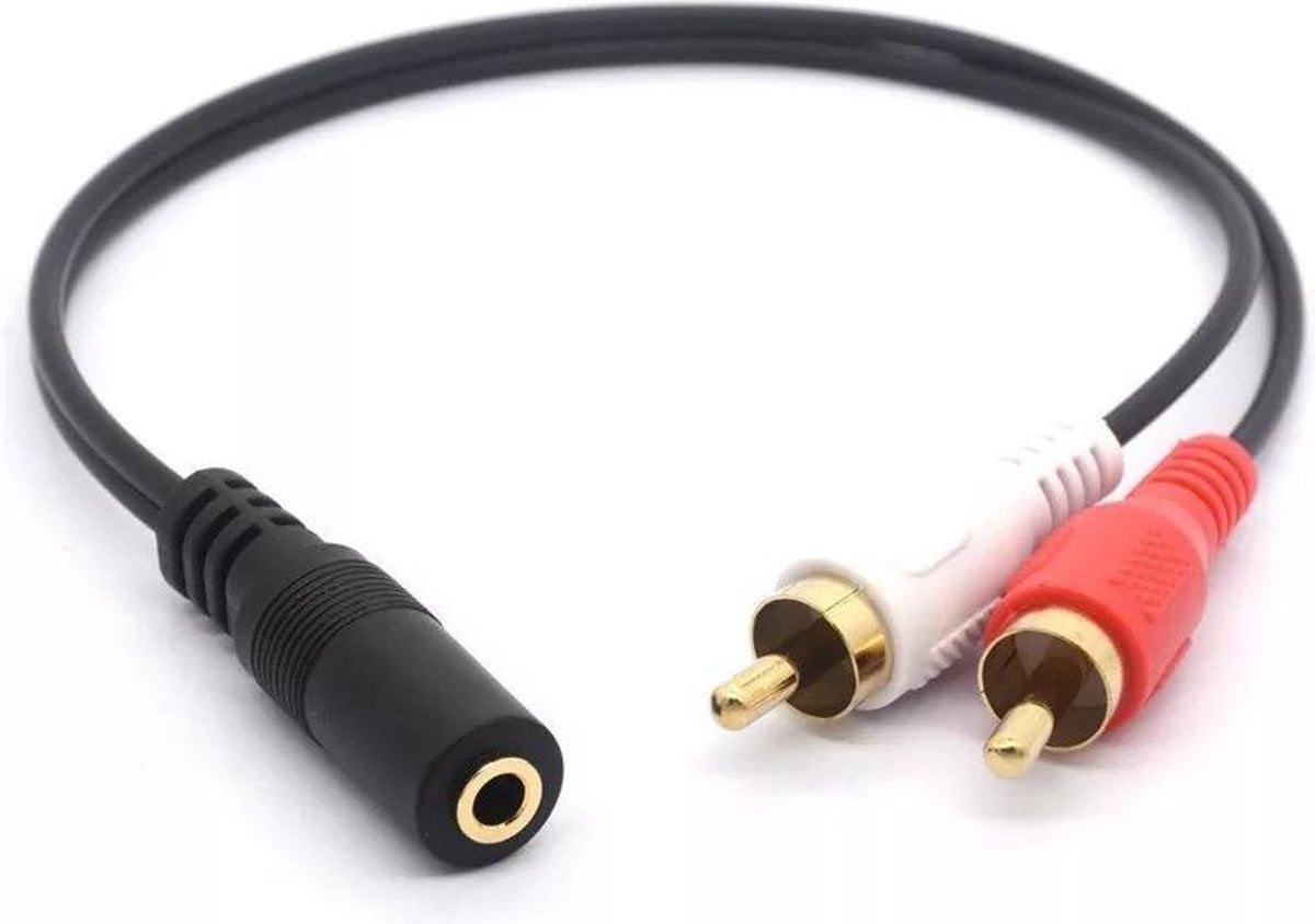 Jack 3.5mm Stereo Female naar 2x Tulp Male kabel - Vrouwelijke Jack naar 2x RCA Man - Stereo Kabel - Adapter