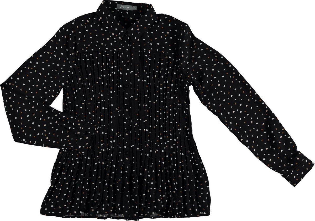 GEISHA - Blouse plisse print - ZWART