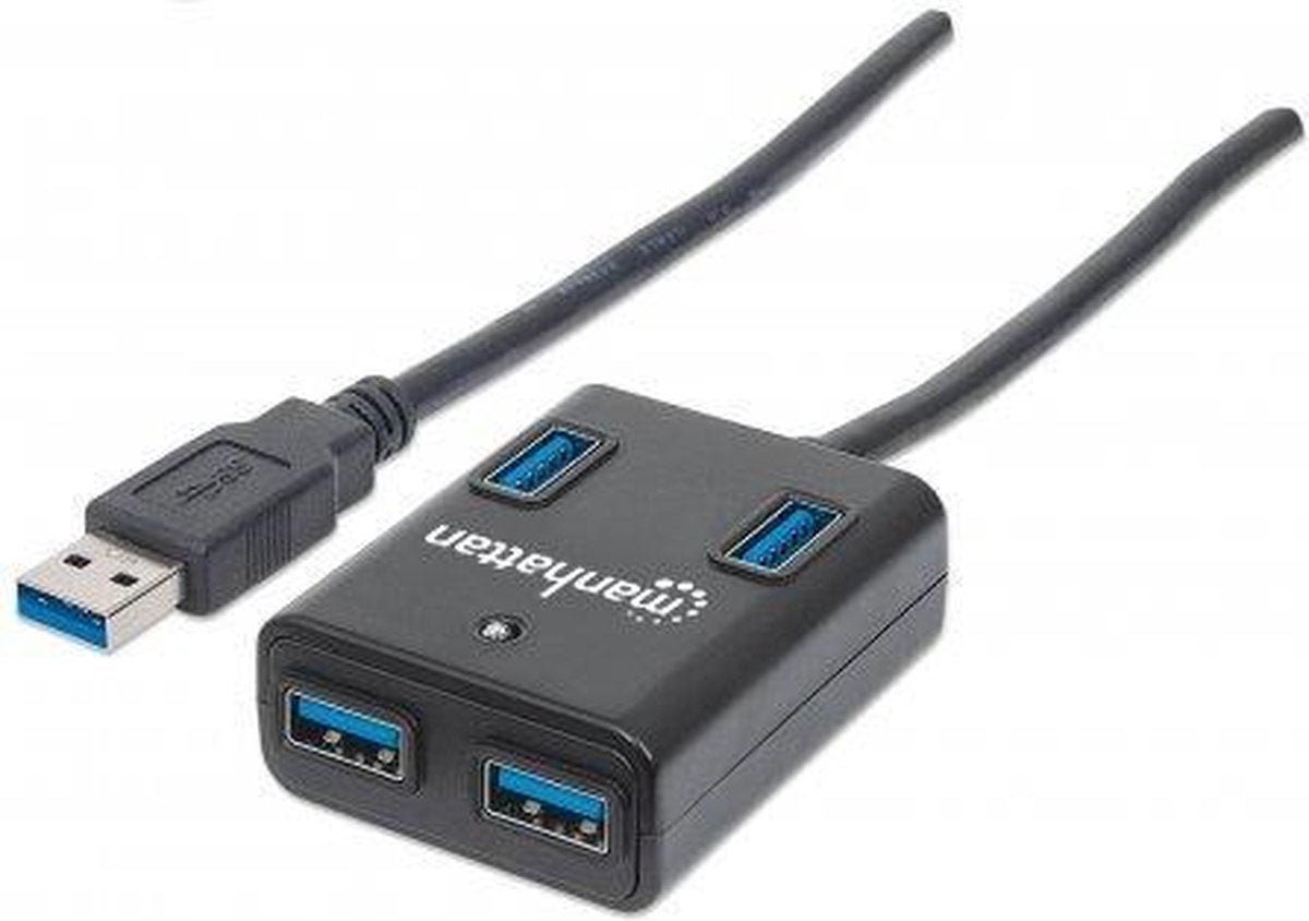 Manhattan 4 poorten USB 3.2 Gen 1-hub Zwart