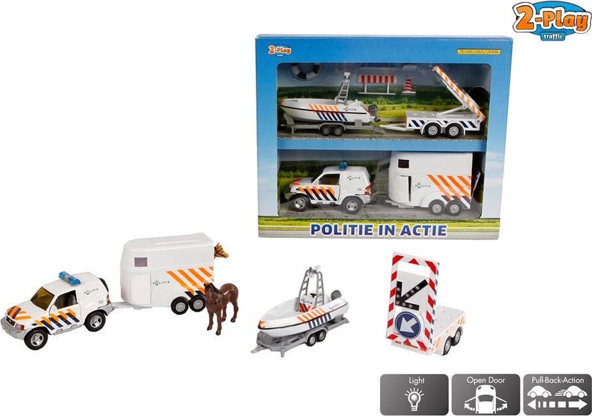 Politieset 2-Play met 2 aanhangers en pijlwagen
