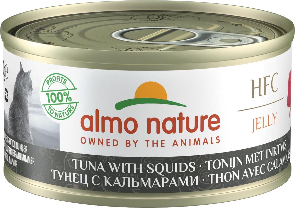 Almo Nature  Natvoer Katten - HFC Jelly - Tonijn & Inktvis - 24 x 70g