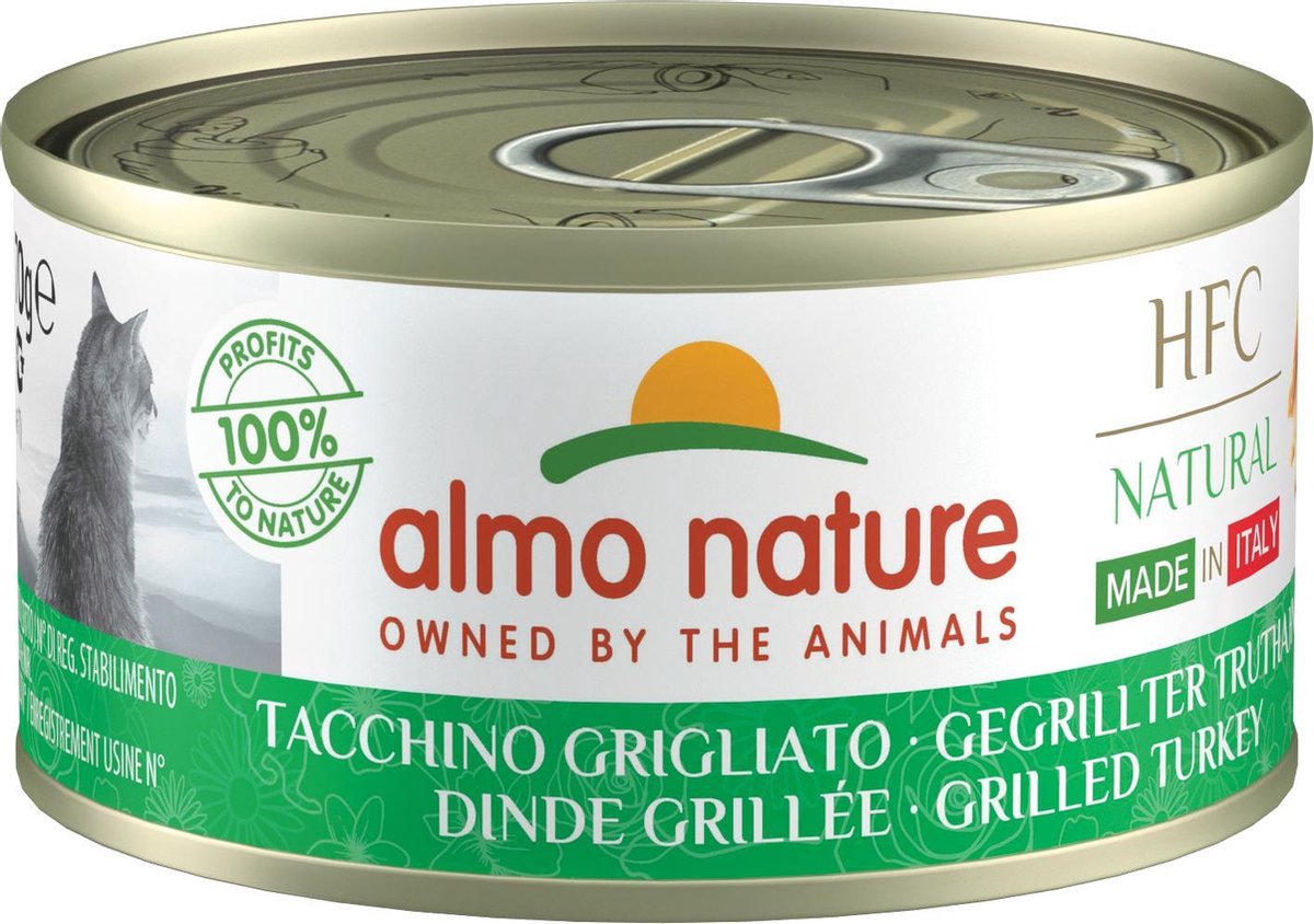 Almo Nature  Natvoer voor Katten - HFC Natural - 24 x 70g - Gegrilde Kalkoen - 24 x 70 gram