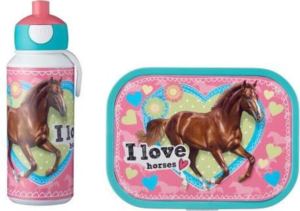 Paarden Lunchbox + Pop drinkfles Lunchset