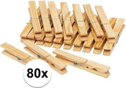 Houten wasknijpers - 80 stuks - voordelige knijpers / wasspelden