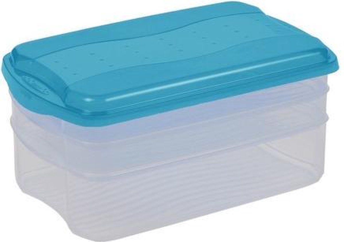 FOOD CENTER SET 27X16X13 TRANSPARANT/BLAUW OK KEEEPER 10650