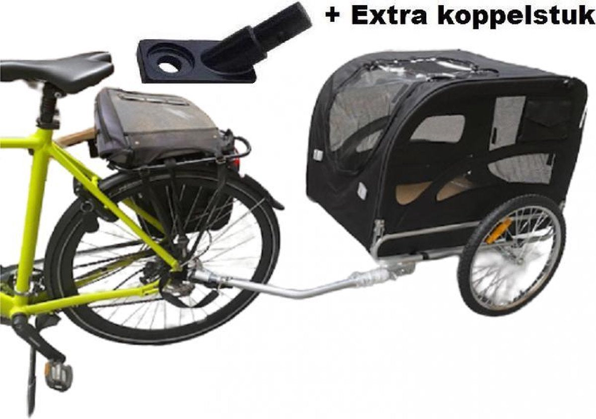 Hondenfietskar Original XLarge zwart + Extra koppelstuk voor 2e fiets