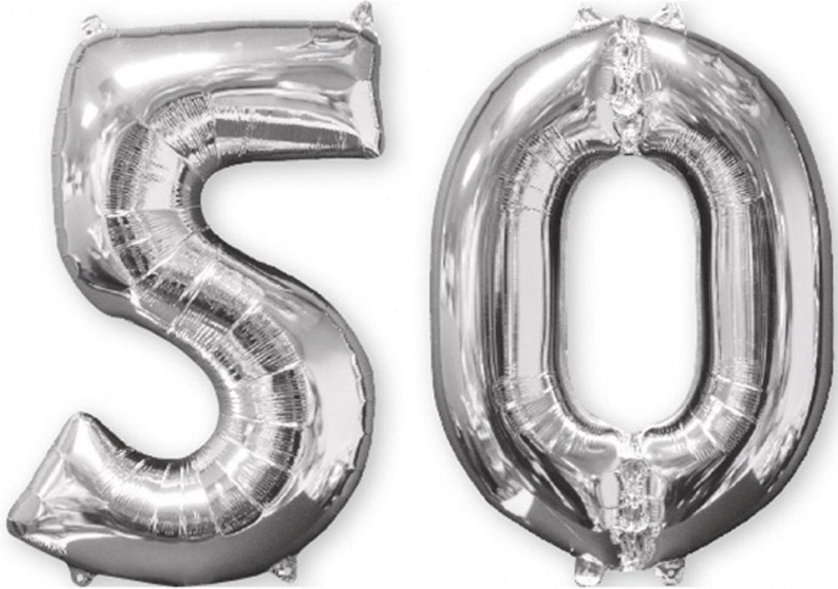 Amscan - Folieballon verjaardag '50' - zilver - Ø 66 cm - Set-1
