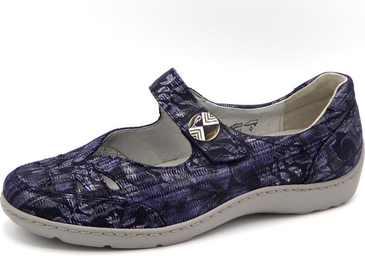 Waldläufer bandschoen 496309 - Blauw structuur - Henni wijdte H - Maat 8