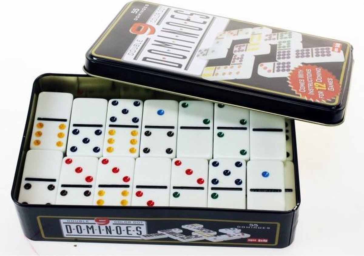 Dominospel dubbel 9 - Domino spel - double 9 - double nine - 55 stenen in plaats van 28