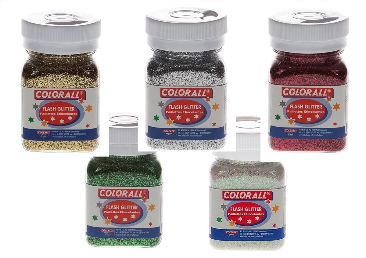 Glitter Flash set 5 kleuren rood