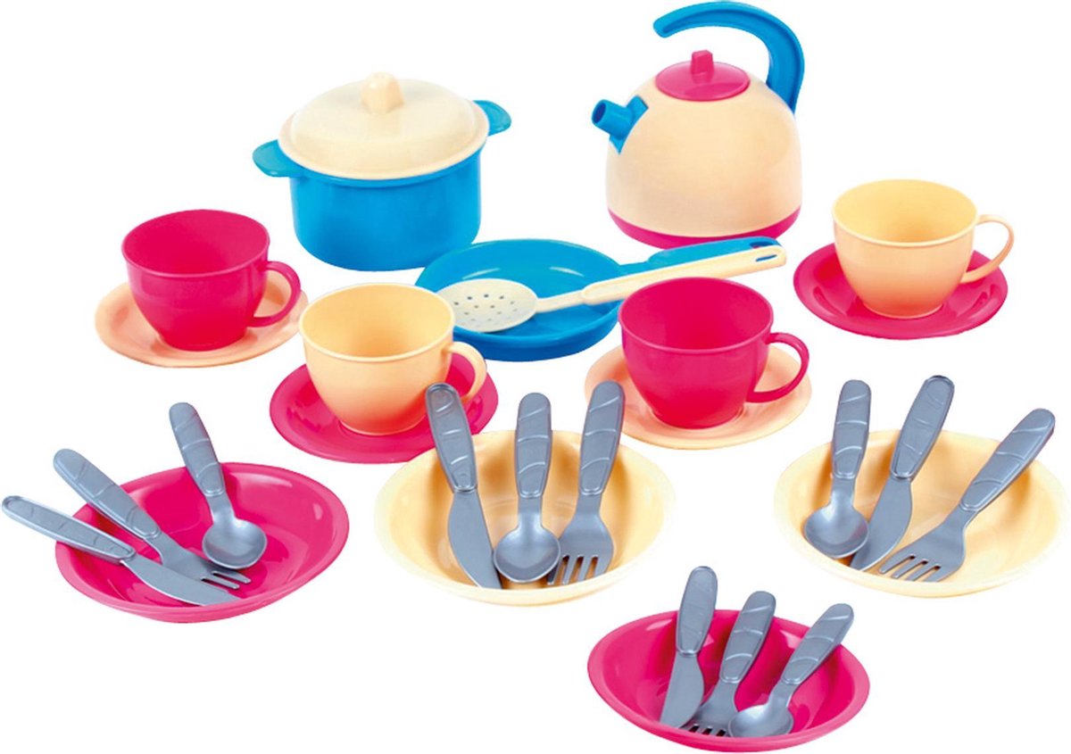 Bino Keukenspeelset Junior Rood/geel/blauw 30-delig