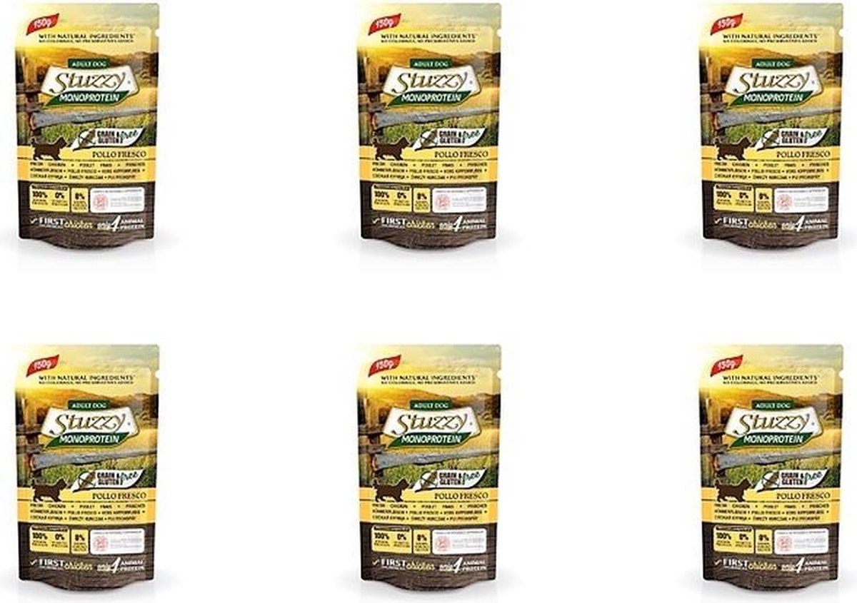 Hondenvoer - Stuzzy Dog  GRAINFREE KIP -Natvoer - Volledig voer - 6 x 150gr