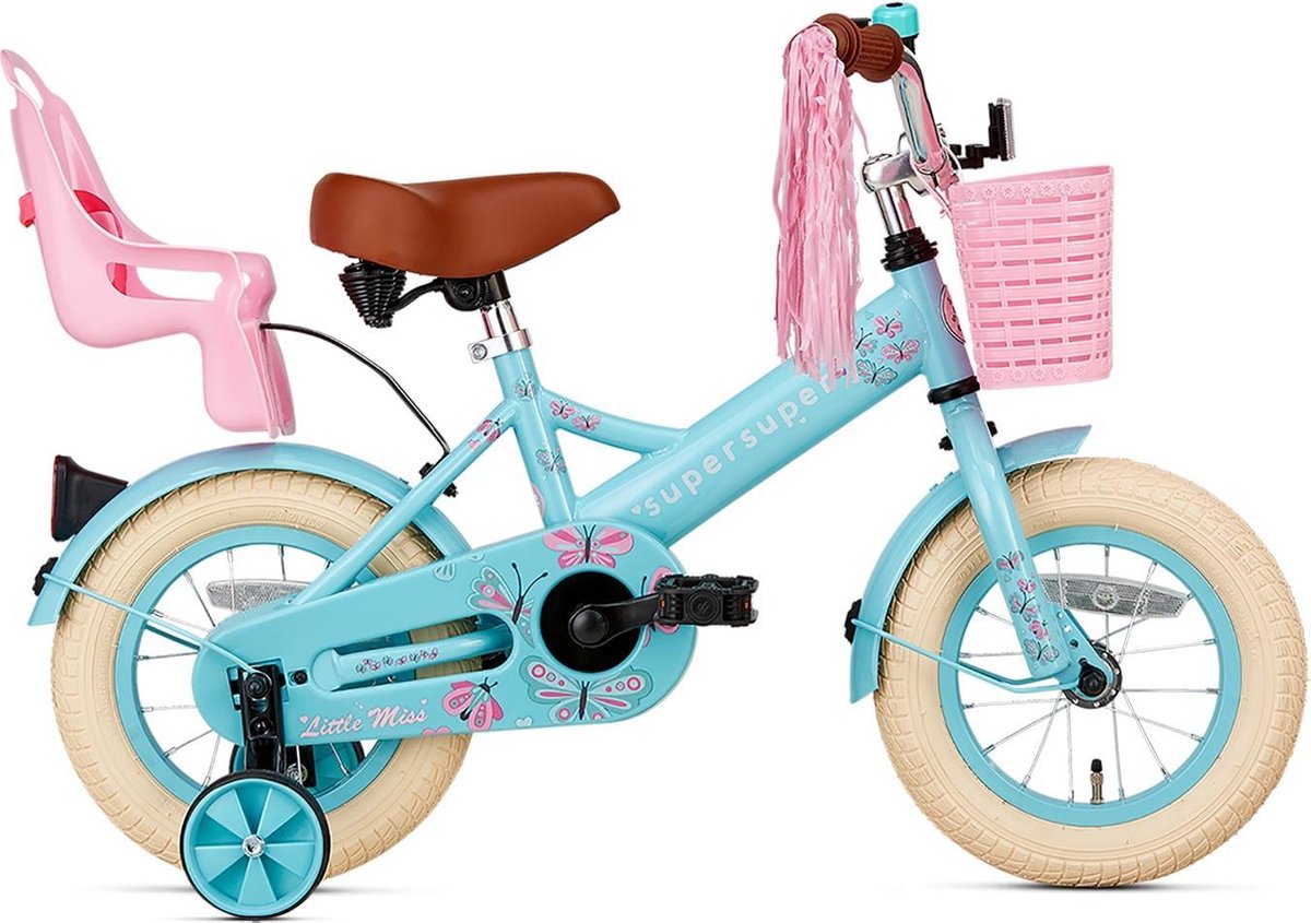 Supersuper Little Miss Kinderfiets - 12 inch - Turquoise