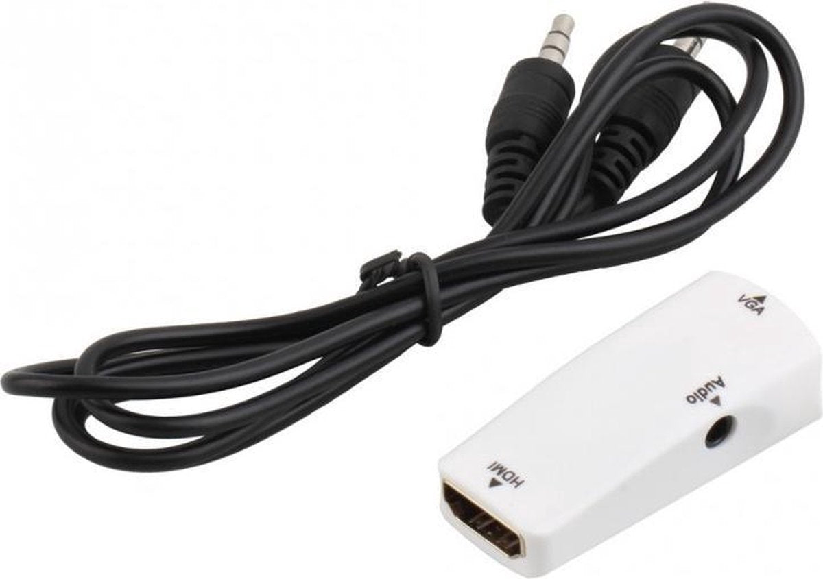 HDMI Female naar VGA Female + audio omvormer adapter - Wit