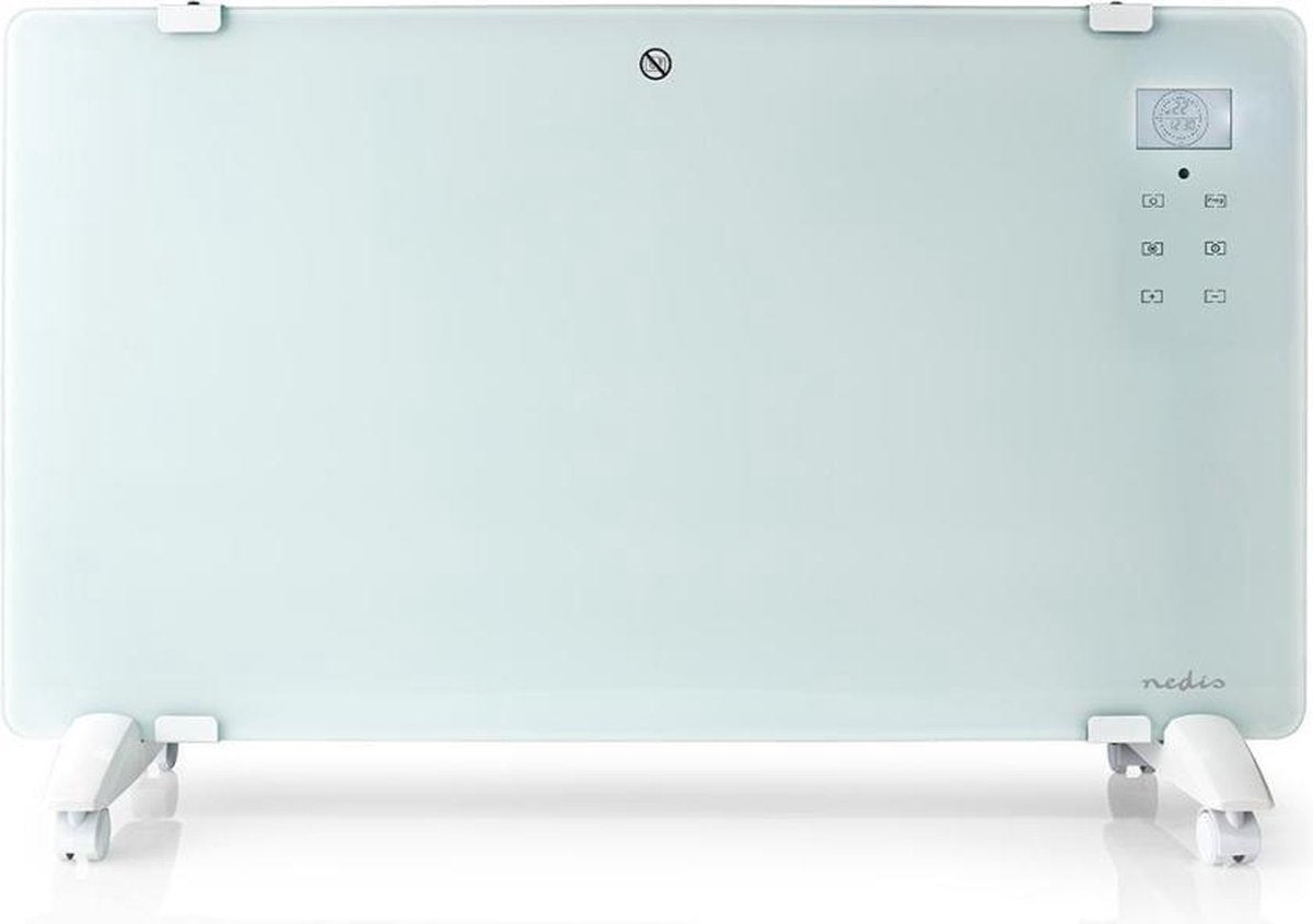 Convectorkachel met Glazen Paneel | 1000 / 2000 W | 2 Warmte Standen | Instelbare thermostaat | Afstandsbediening | IP24 | Wit