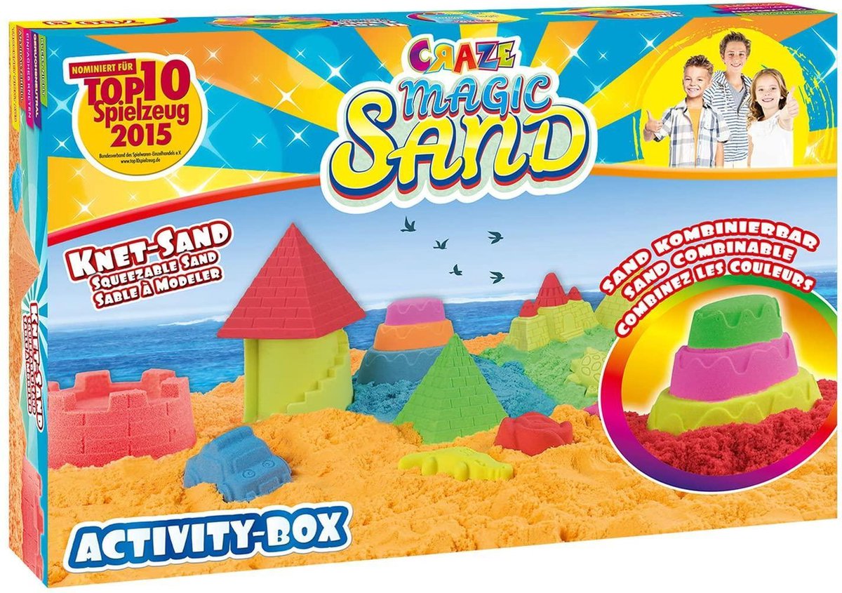 Gutos Kinetisch zand activiteiten box | 700 Gram kinetic sand | Met Zandbak | Kinetic sand vormpjes | Magisch zand | Super sand | Speelbox | Magic zand | Speelgoed set | Magic sand