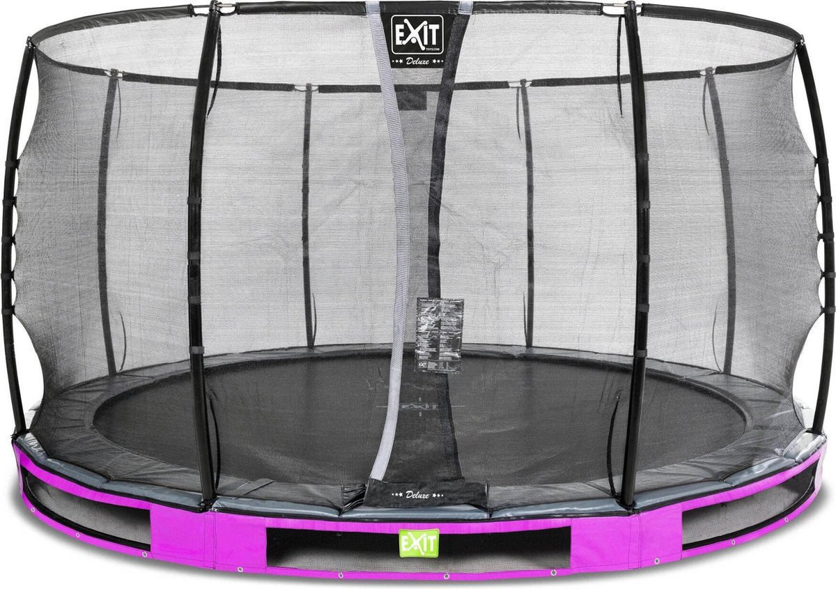 Trampoline EXIT Elegant Premium inground - ø366cm met Deluxe veiligheidsnet - paars