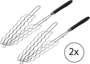 Worstenklem - worsten grill voor barbecue - chrome met handvat - set van 2 stuks