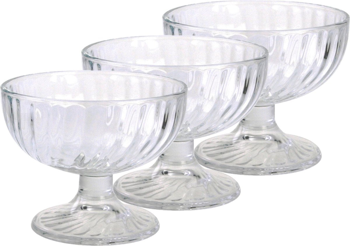 Set van 12x stuks ijs/sorbet coupes op voet van glas 380 ml - Ijscoupe glazen/schaaltjes