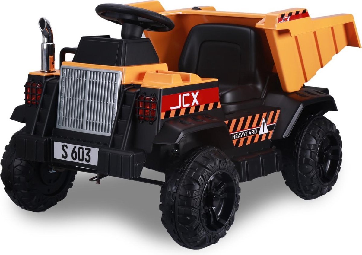 Kijana Elektrische Kinder Kiepwagen - Werkende Koplampen - 12V Accu - Zwart
