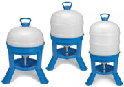 Pluimvee drinktoren 40 liter blauw met sifon op pootjes