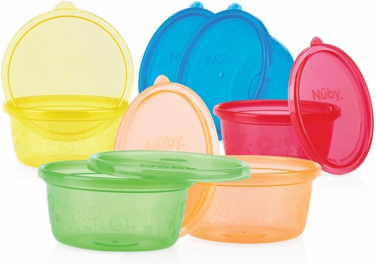 Nûby - Herbruikbare Kommetjes En Deksels - Verschillende kleuren
