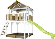 AXI Safari Woody Speeltoren Bruin/wit - Limoen groene Glijbaan