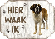 Waakbord | Hier Waak Ik: Sint Bernard (langhaar)