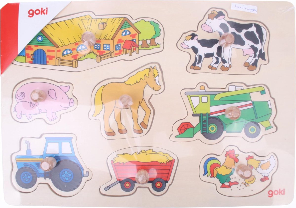 Goki Vormenpuzzel Hooiwagen