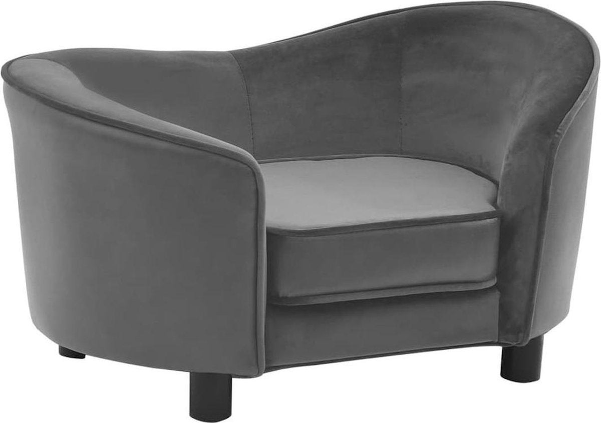 Honden sofa XL leer - velours - honden mand - hondenbank - dieren bank - grijs
