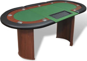 Pokertafel voor 10 personen met dealervak en fichebak groen