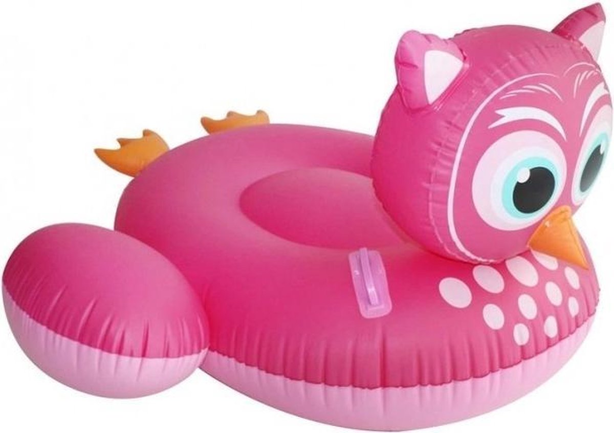 Roze opblaasbare uil ride-on voor strand/zwembad - Opblaasartikelen - Zomerspeelgoed