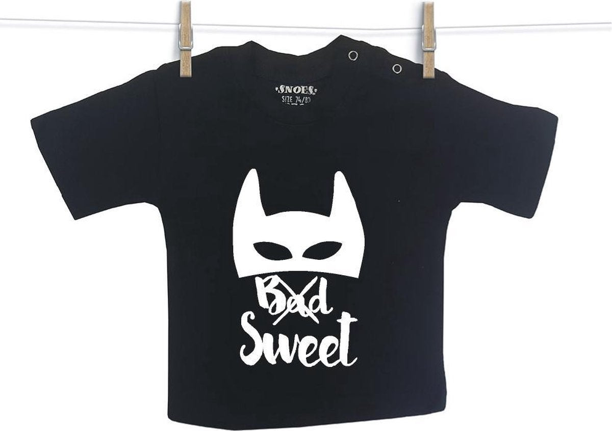 Baby Shirt Zwart korte mouw Snoes Bad sweet 50/56