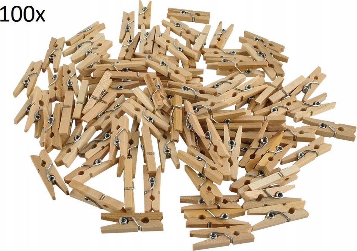 Kleine Houten Mini Knijpers - Kaart Was Knijpertjes - Foto Knijpers Geboorte Wasknijpers - 100 Stuks
